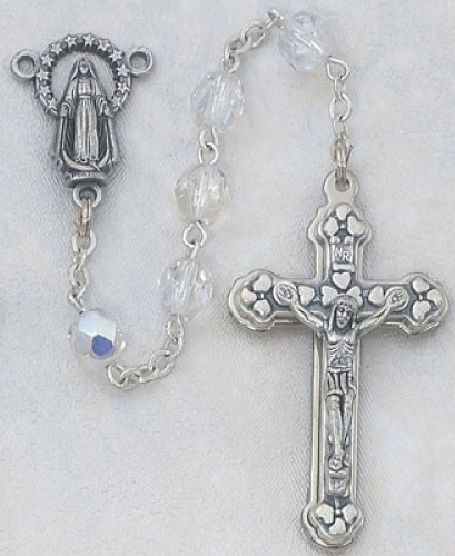 April Birthstone Rosary (Crystal) - Silver Oxidized - Crystal