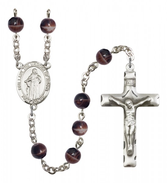 Men's Our Lady the Undoer of Knots Silver Plated Rosary - Brown