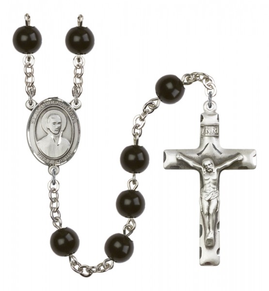 Men's St. John Berchmans Silver Plated Rosary - Black