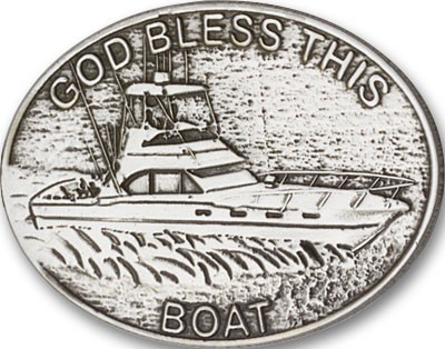 God Bless This Boat Visor Clip - Antique Silver