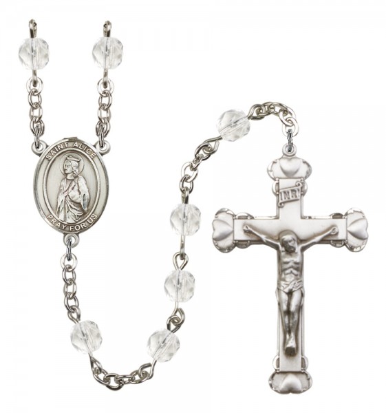 Women's St. Alice Birthstone Rosary - Crystal
