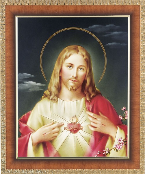 Sacred Heart of Jesus 8x10 Framed Print Under Glass - #122 Frame