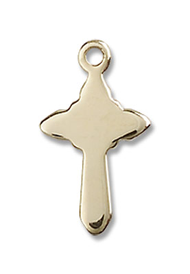 Small Rounded Cross Pendant - 14K Solid Gold