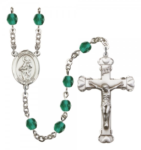 Women's St. Jane Frances de Chantal Silver Plated Birthstone Rosary - Zircon