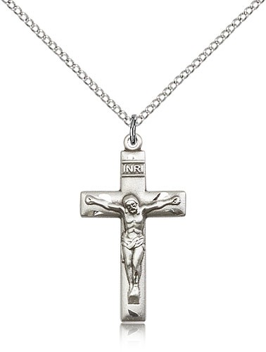 Women's Small Traditional Crucifix Necklace - Sterling Silver