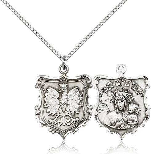 Polish Double-Sided Our Lady of Czestochowa Medal - Sterling Silver