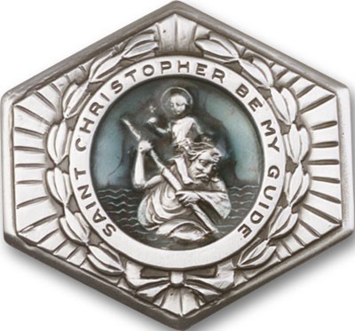 St. Christopher Hexagon Visor Clip - Blue | Silver