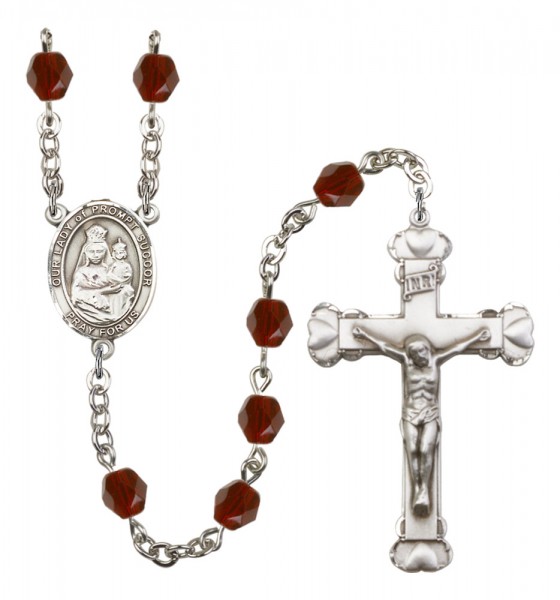 Women's Our Lady of Prompt Succor Birthstone Rosary - Garnet