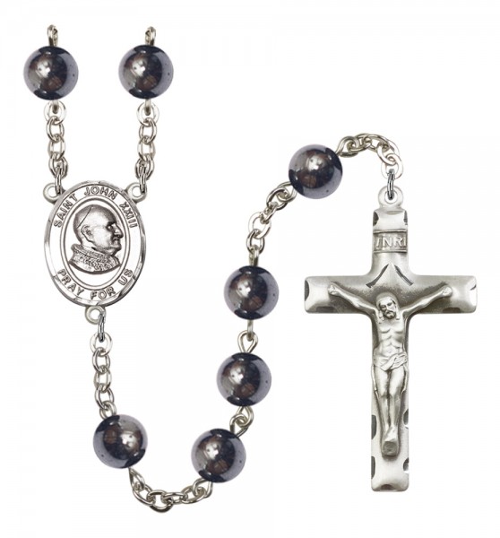 Men's St. John XXIII Silver Plated Rosary - Silver