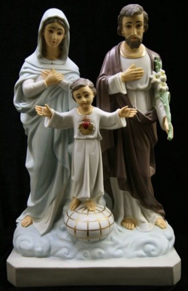 Holy Family Statue Hand Painted Marble Composite - 23.5 inch - Multi-Color