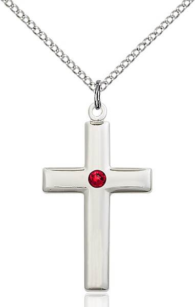 Women's Plain Cross Pendant - Ruby Red