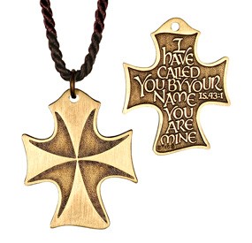 I Have Called You By Name Bronze Cross Pendant - Gold