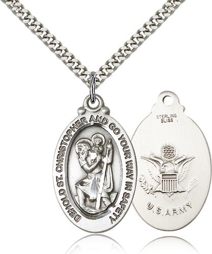 St. Christopher Army Medal - Sterling Silver