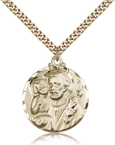 Men's St. Joseph Medal with High Relief - 14KT Gold Filled