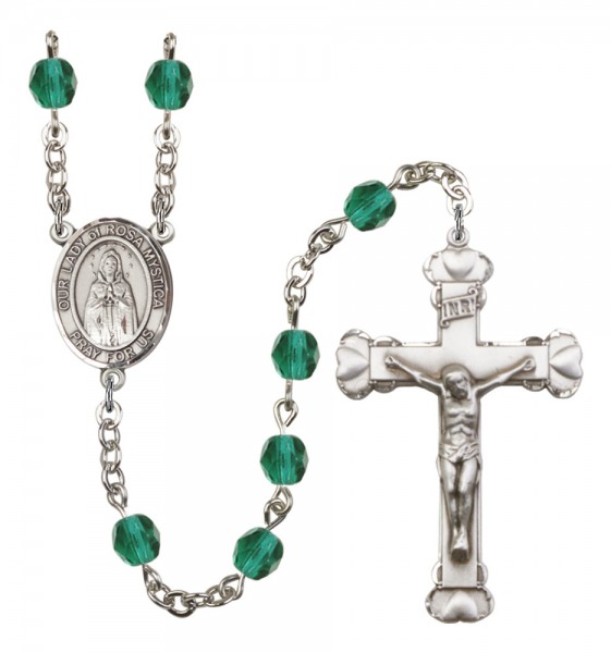 Women's Our Lady of Rosa Mystica Birthstone Rosary - Zircon