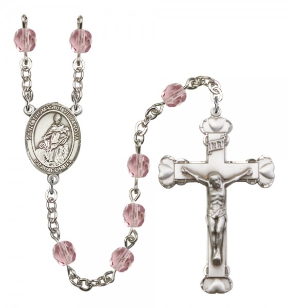 Women's St. Thomas of Villanova Birthstone Rosary - Light Amethyst