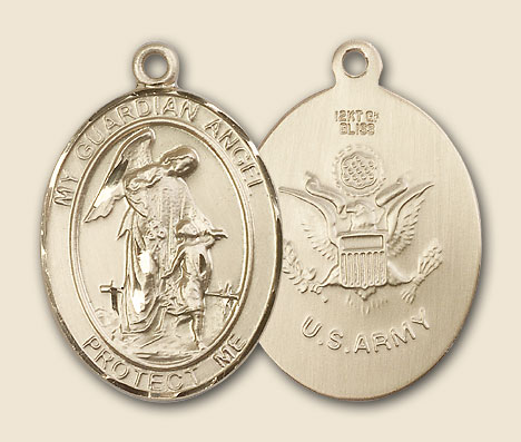 Guardian Angel Army Medal - 14K Solid Gold