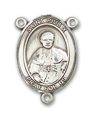 St. Pius X Rosary Centerpiece Sterling Silver or Pewter - Sterling Silver