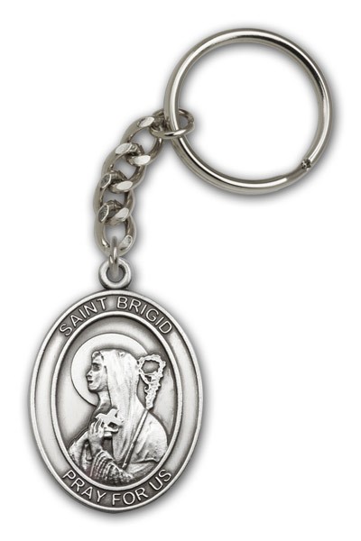 St. Brigid of Ireland Keychain - Antique Silver