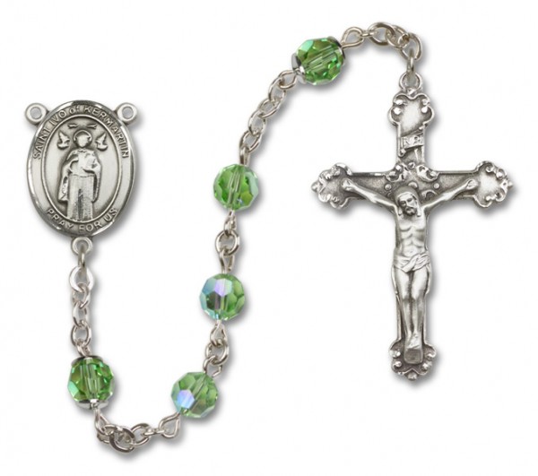 St. Ivo Sterling Silver Heirloom Rosary Fancy Crucifix - Peridot