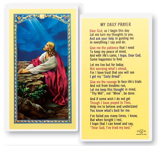 My Daily Laminated Prayer Card - 25 Cards Per Pack .80 per card
