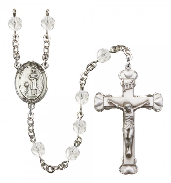 Women's St. Genesius of Rome Birthstone Rosary - Crystal