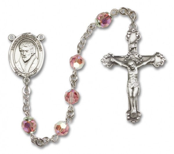 St. Peter Canisius RosaryHeirloom Fancy Crucifix - Light Rose