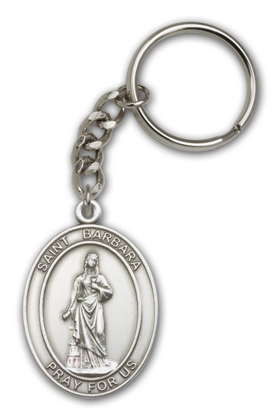 St. Barbara Keychain - Antique Silver
