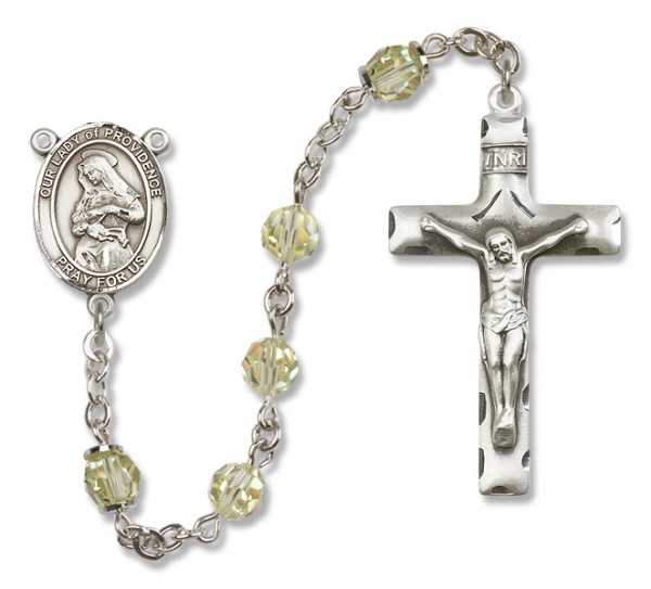 Our Lady of Providence Sterling Silver Heirloom Rosary Squared Crucifix - Jonquil