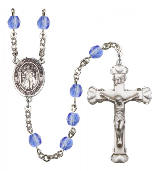 Women's Divina Misericordia Birthstone Rosary - Sapphire