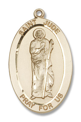 Large Men's St. Jude Medal - 14K Solid Gold