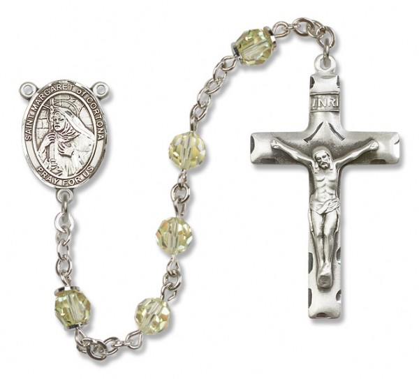St. Margaret of Cortona Sterling Silver Heirloom Rosary Squared Crucifix - Jonquil