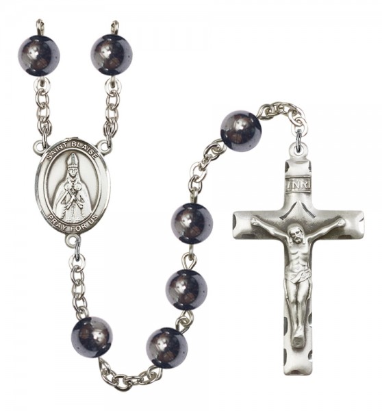 Men's St. Blaise Silver Plated Rosary - Silver
