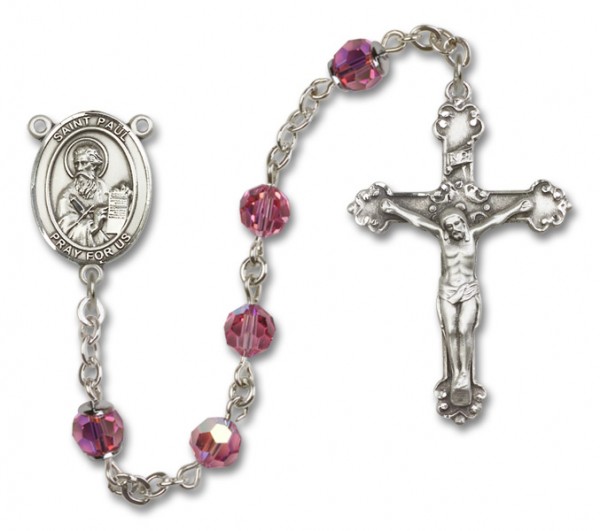 St. Paul the Apostle Sterling Silver Heirloom Rosary Fancy Crucifix - Rose
