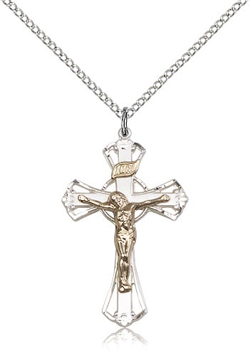 Women's Cut Out Crucifix Necklace Two-Tone - Two-Tone