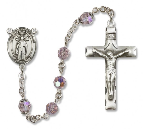 St. Ivo Sterling Silver Heirloom Rosary Squared Crucifix - Light Amethyst