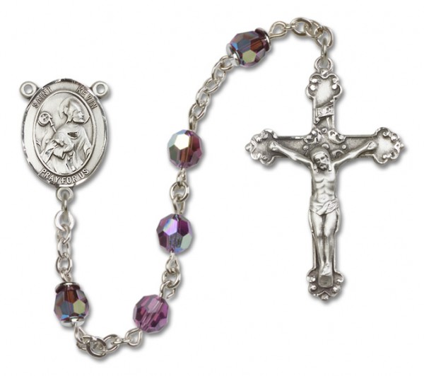 St. Kevin Sterling Silver Heirloom Rosary Fancy Crucifix - Amethyst