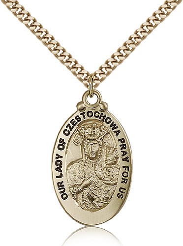 Men's Double-Sided Our Lady of Czestochowa Medal - 14KT Gold Filled