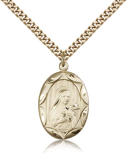 St. Therese of Lisieux Oval Medal - 14KT Gold Filled