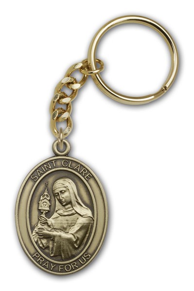 St. Clare Keychain - Antique Gold