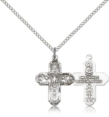 Small Cross Shaped Five-Way Medal - Sterling Silver