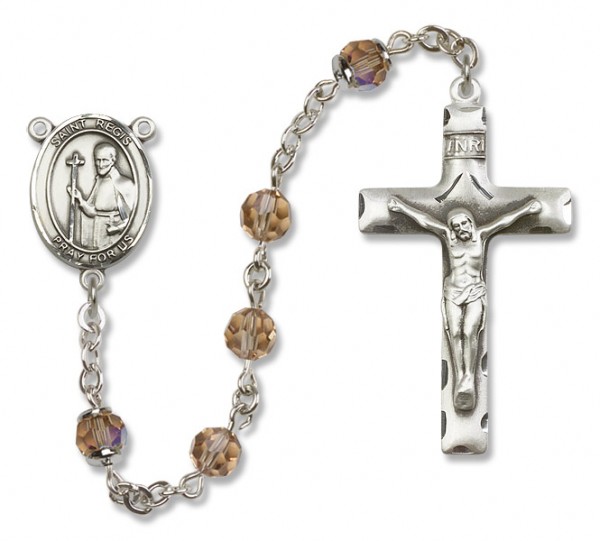 St. Regis Sterling Silver Heirloom Rosary Squared Crucifix - Topaz