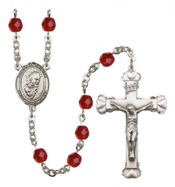Women's Blessed Trinity Birthstone Rosary - Ruby Red