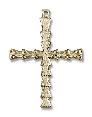 Fluted Crossbar Cross Necklace - 14K Solid Gold
