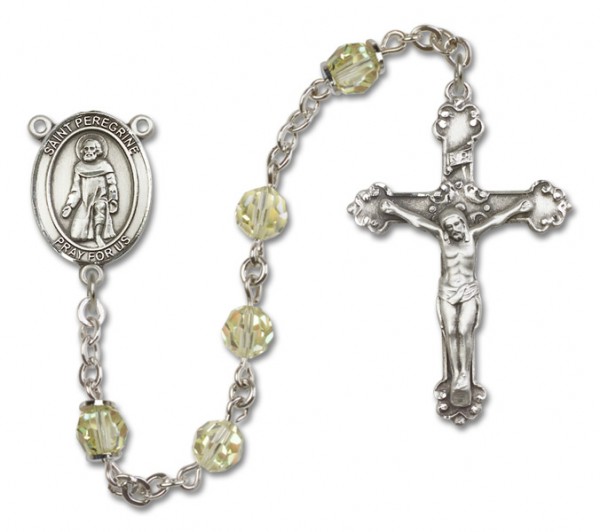 St. Peregrine Laziosi Sterling Silver Heirloom Rosary Fancy Crucifix - Jonquil