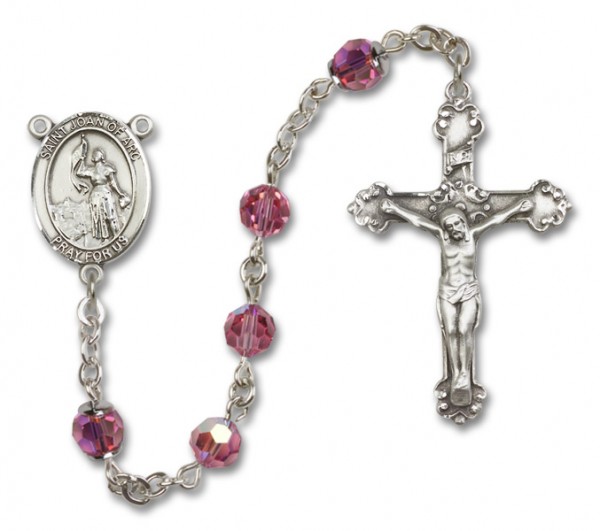 St. Joan of Arc Sterling Silver Heirloom Rosary Fancy Crucifix - Rose