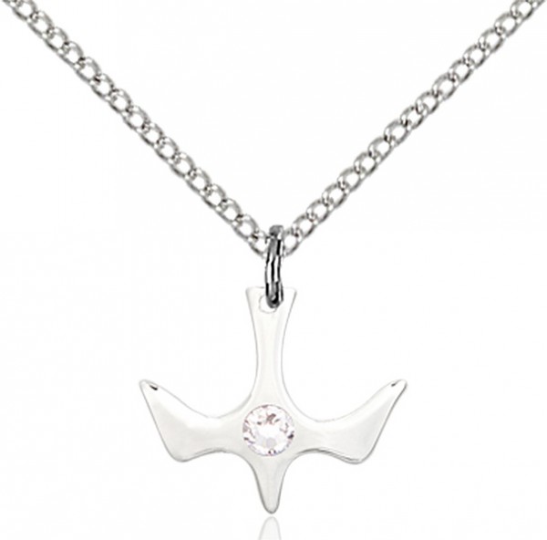 Holy Spirit Pendant with Birthstone Options - Crystal