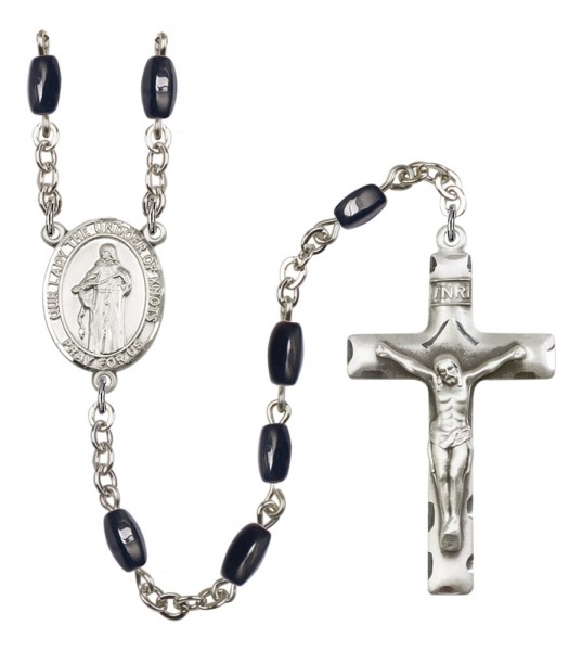 Men's Our Lady the Undoer of Knots Silver Plated Rosary - Black | Silver