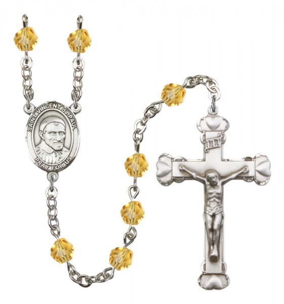 Women's St. Vincent de Paul Birthstone Rosary - Topaz