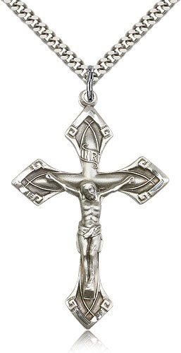 Men's Pointed Crucifix Pendant - Sterling Silver